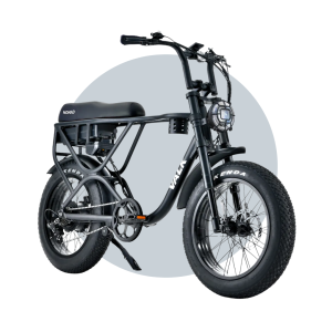 VALK Nomad Electric Fat Tyre Bike, 500W, 45km/hr, Throttle ebike, Disc Brakes, Shimano 7 spd, 20x4" Kenda Tyres, Suspension, Black image 1